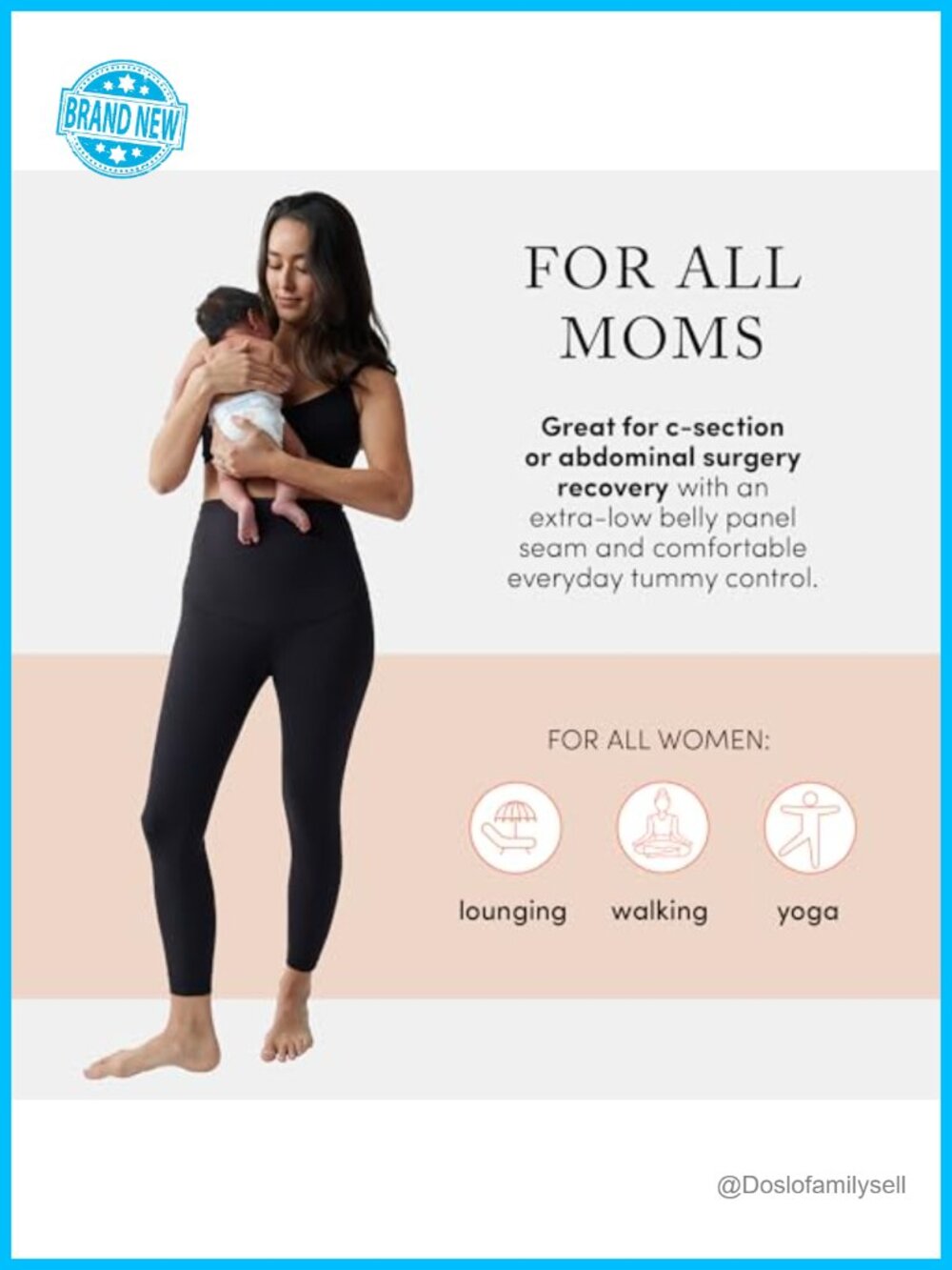 Postpartum Compression Leggings High Rise Tummy Control - Picture 2 of 6
